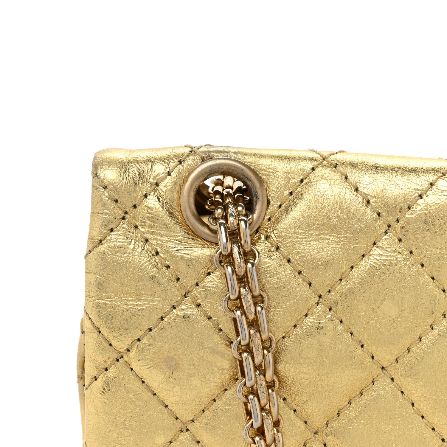 Chanel Metallic Aged Calfskin Quilted 2.55 Reissue 225 Flap Gold 22 of 23
