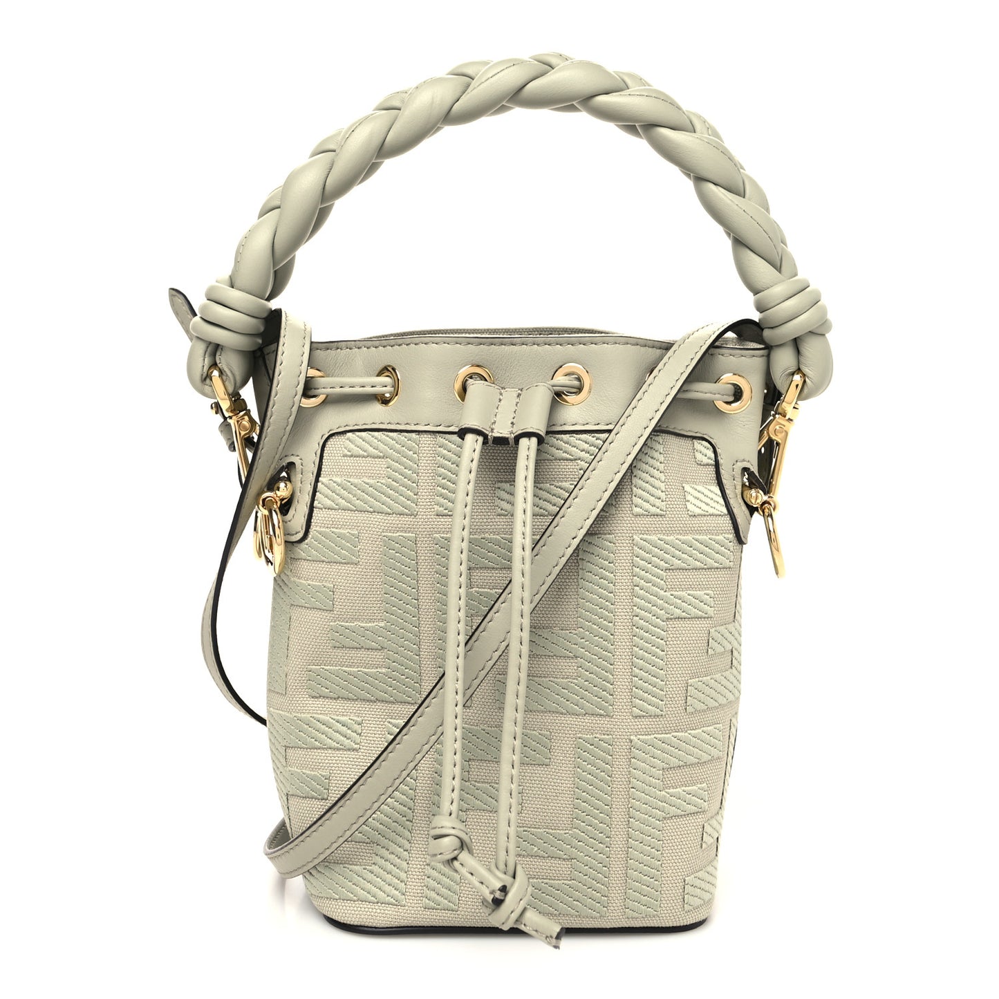 Canvas Vitello Grace F is Fendi FF Embroidered Mini Mon Tresor Bucket Bag Green Tea