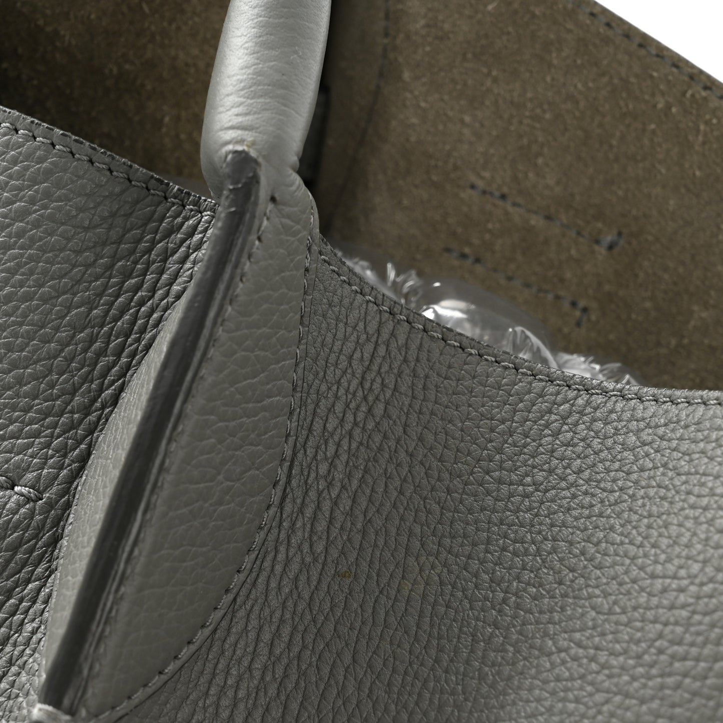 Supple Grained Calfskin Medium Big Bag Grey