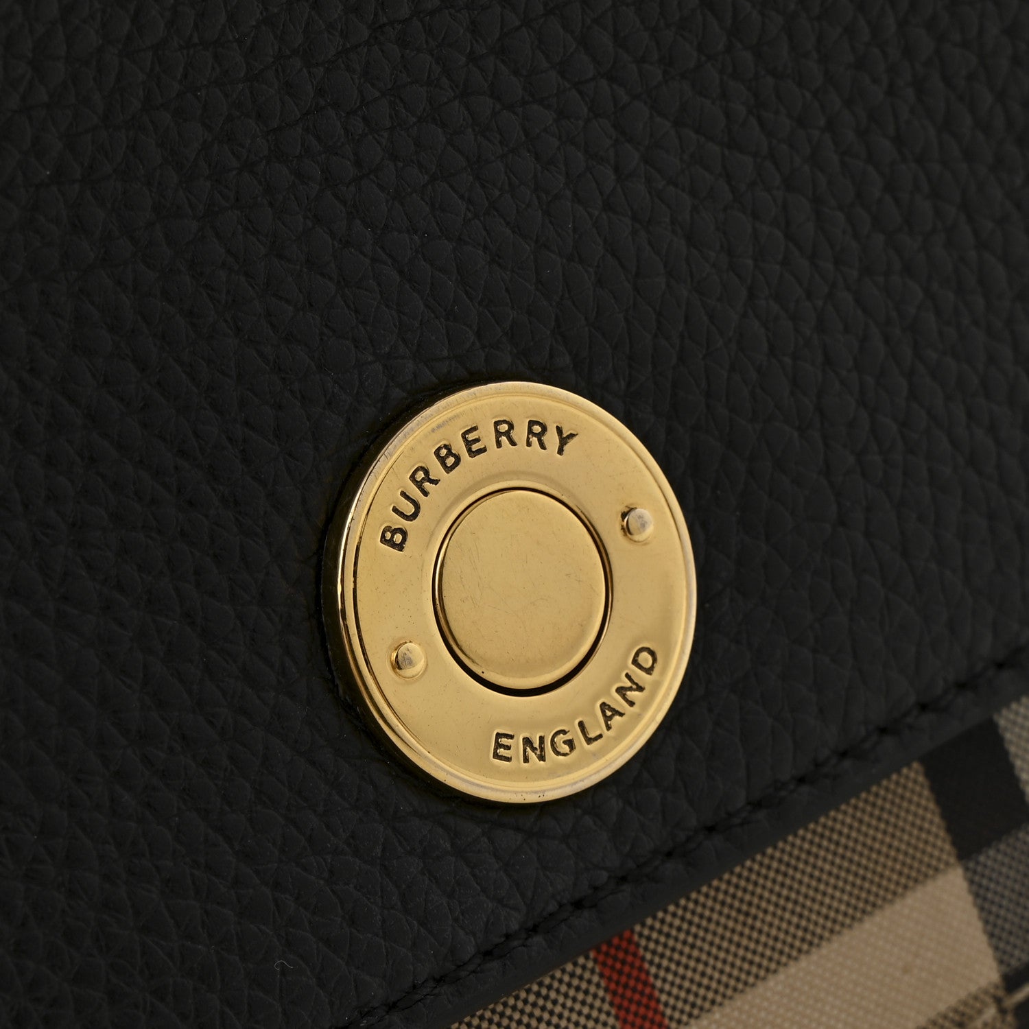 Burberry Coated Canvas Calfskin Vintage Check Medium Note Crossbody Bag Black 10 of 11