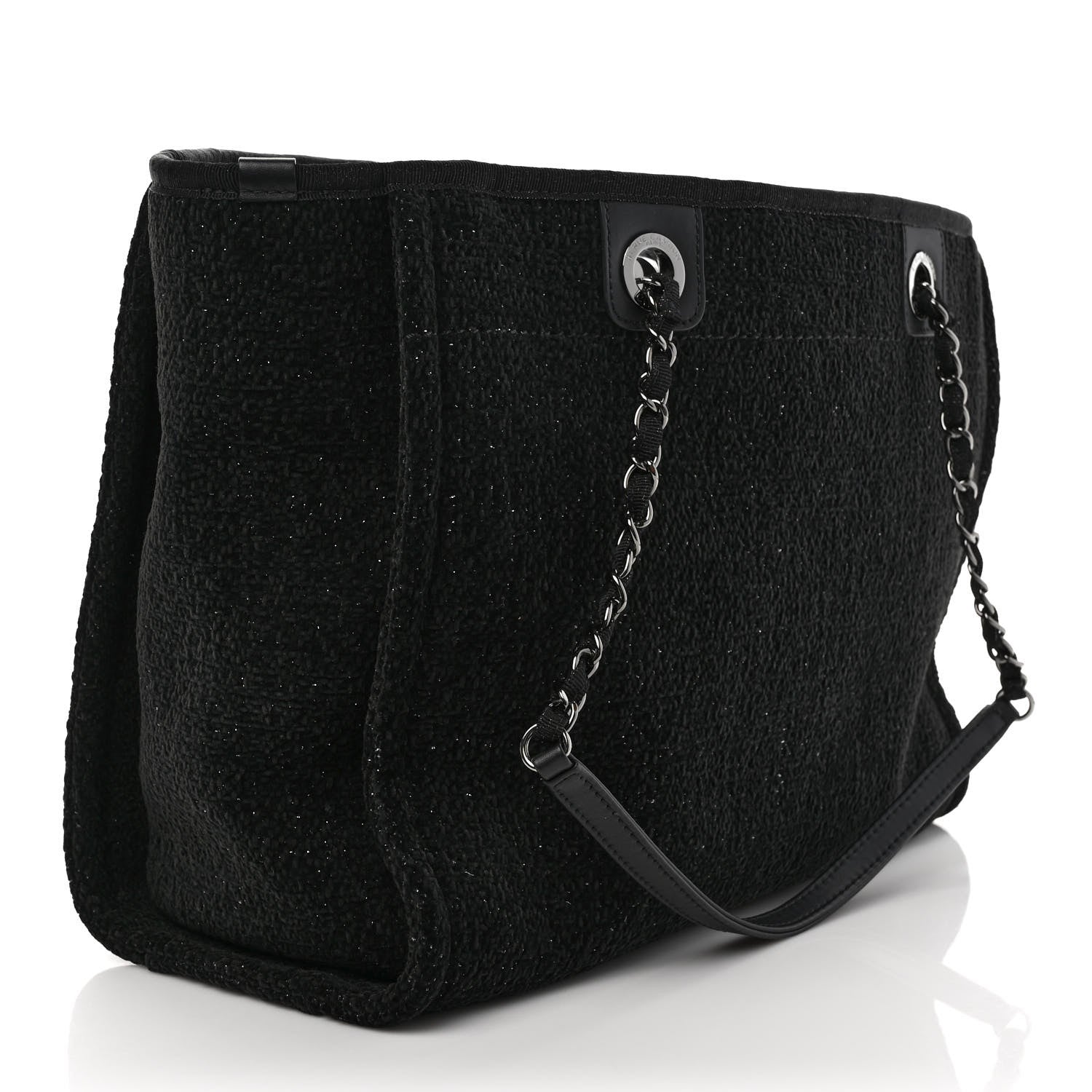 Chanel Lurex Canvas Small Deauville Tote Black 3 of 9