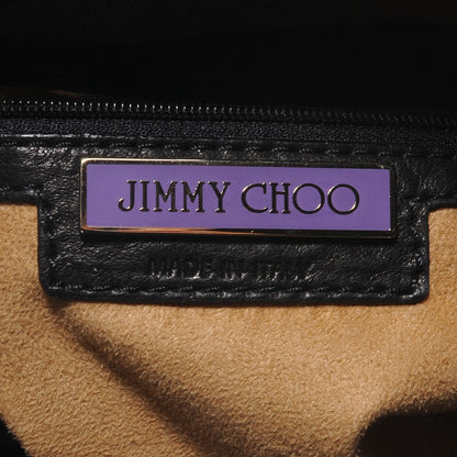 Jimmy Choo Leather Watersnake Trim Riki Tote Bag Black 6 of 7