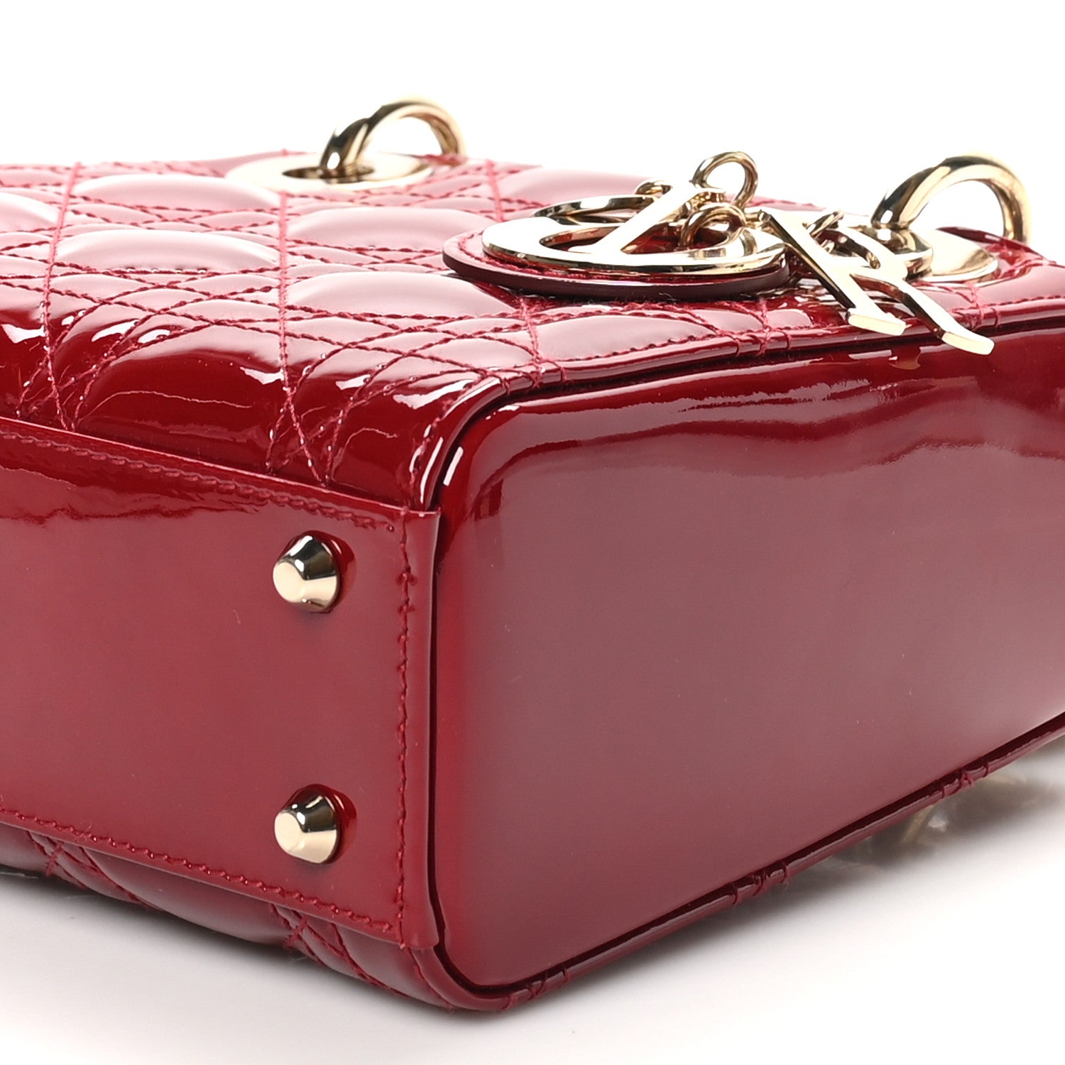 Christian Dior Patent Cannage Mini Lady Dior Red 9 of 10