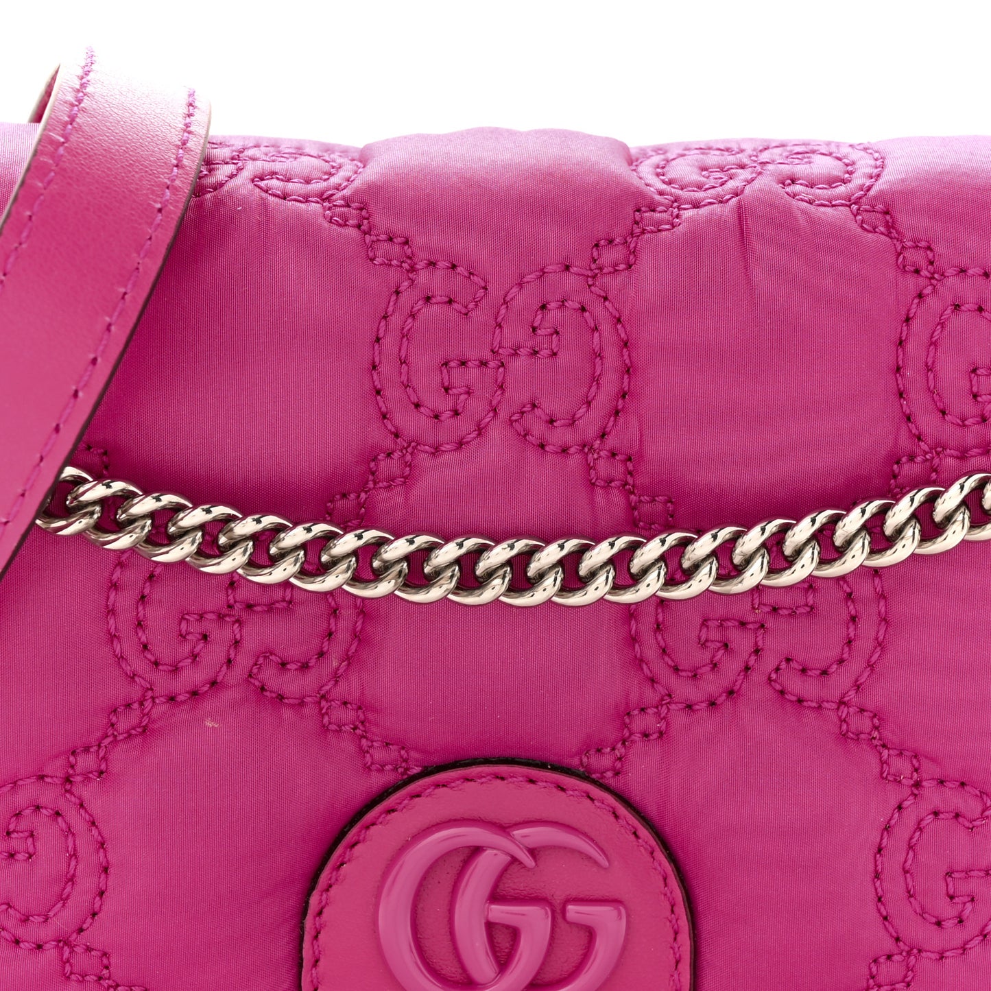 Nylon Calfskin Enamel GG Matelasse Mini Chain Bag Lovely