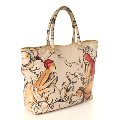 Prada X JAMES JEAN Cervo Lux Fairy Print Large Tote Prugna 3 of 14