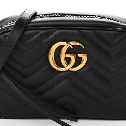 Gucci Calfskin Matelasse Small GG Marmont Chain Shoulder Bag Black 8 of 13