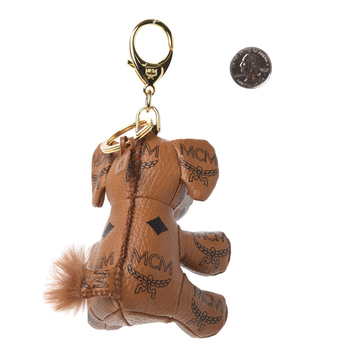 Visetos Elephant Key Ring Bag Charm Cognac