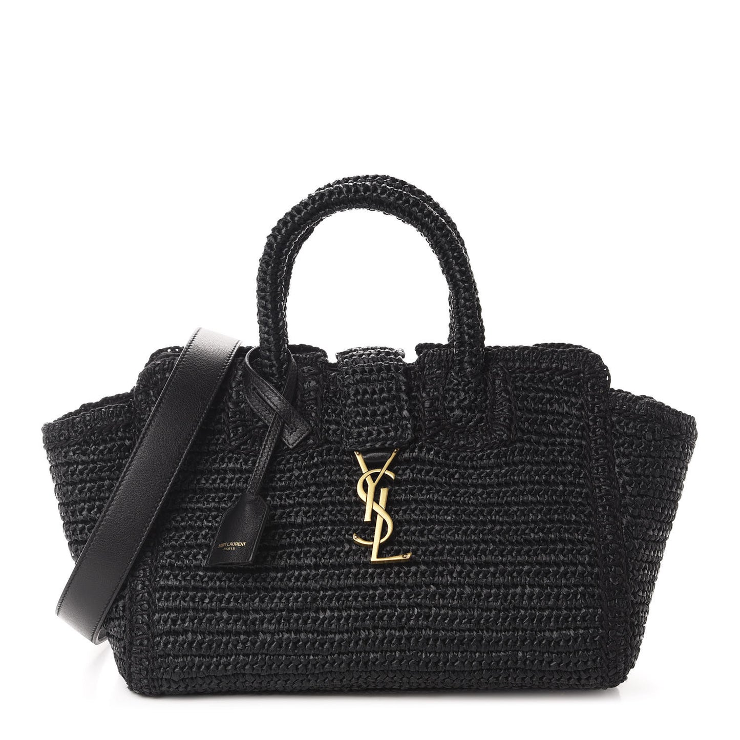 Raffia Baby Monogram Downtown Cabas Black