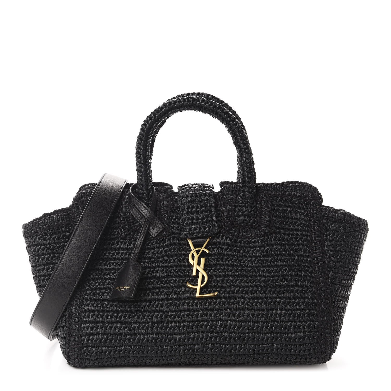 Saint Laurent Raffia Baby Monogram Downtown Cabas Black 1 of 10