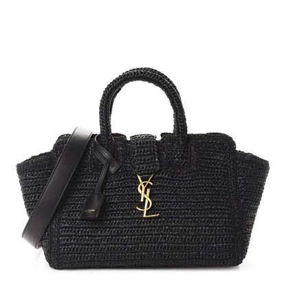 Saint Laurent Raffia Baby Monogram Downtown Cabas Black 1 of 10