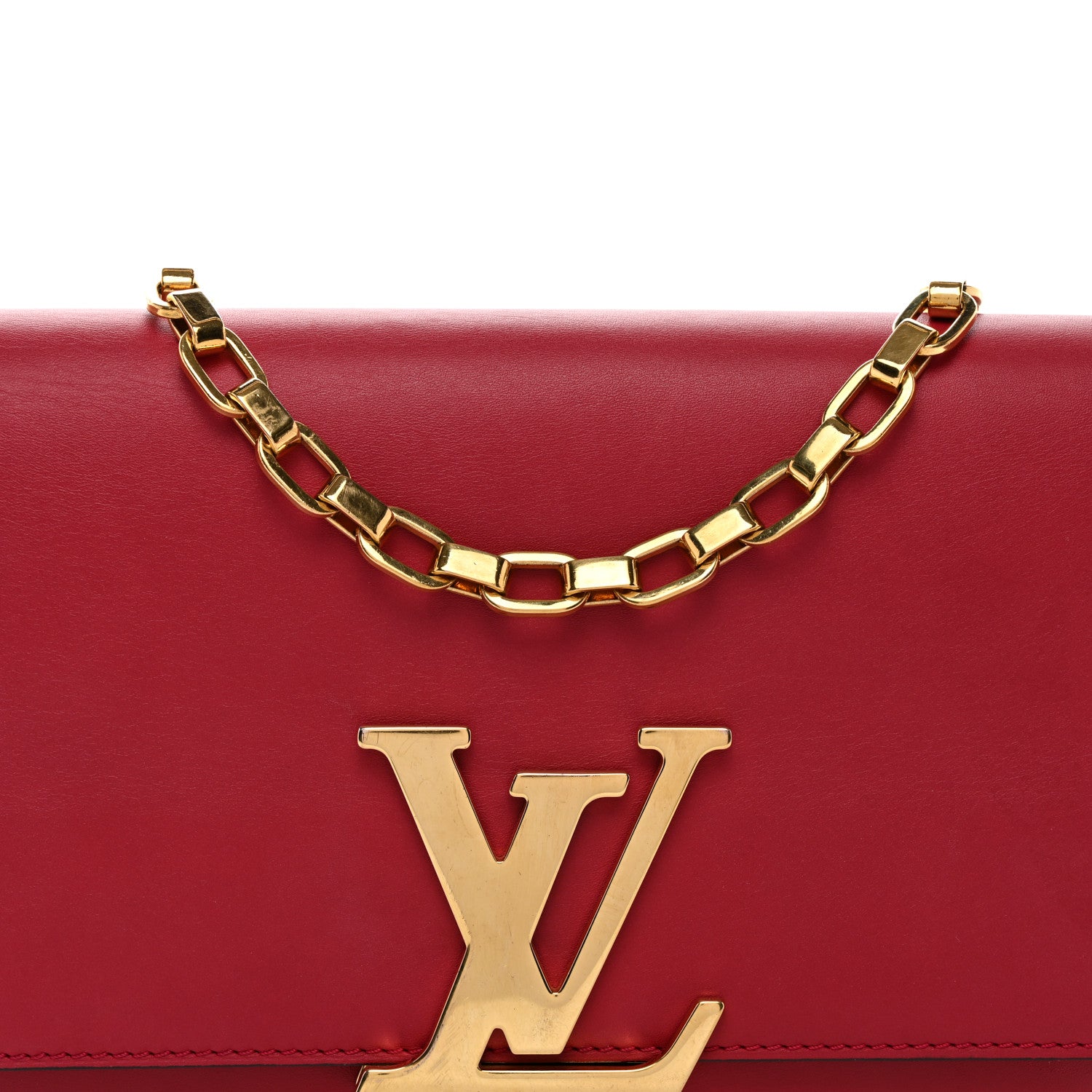 Louis Vuitton Calfskin Chain Louise MM Red 7 of 12