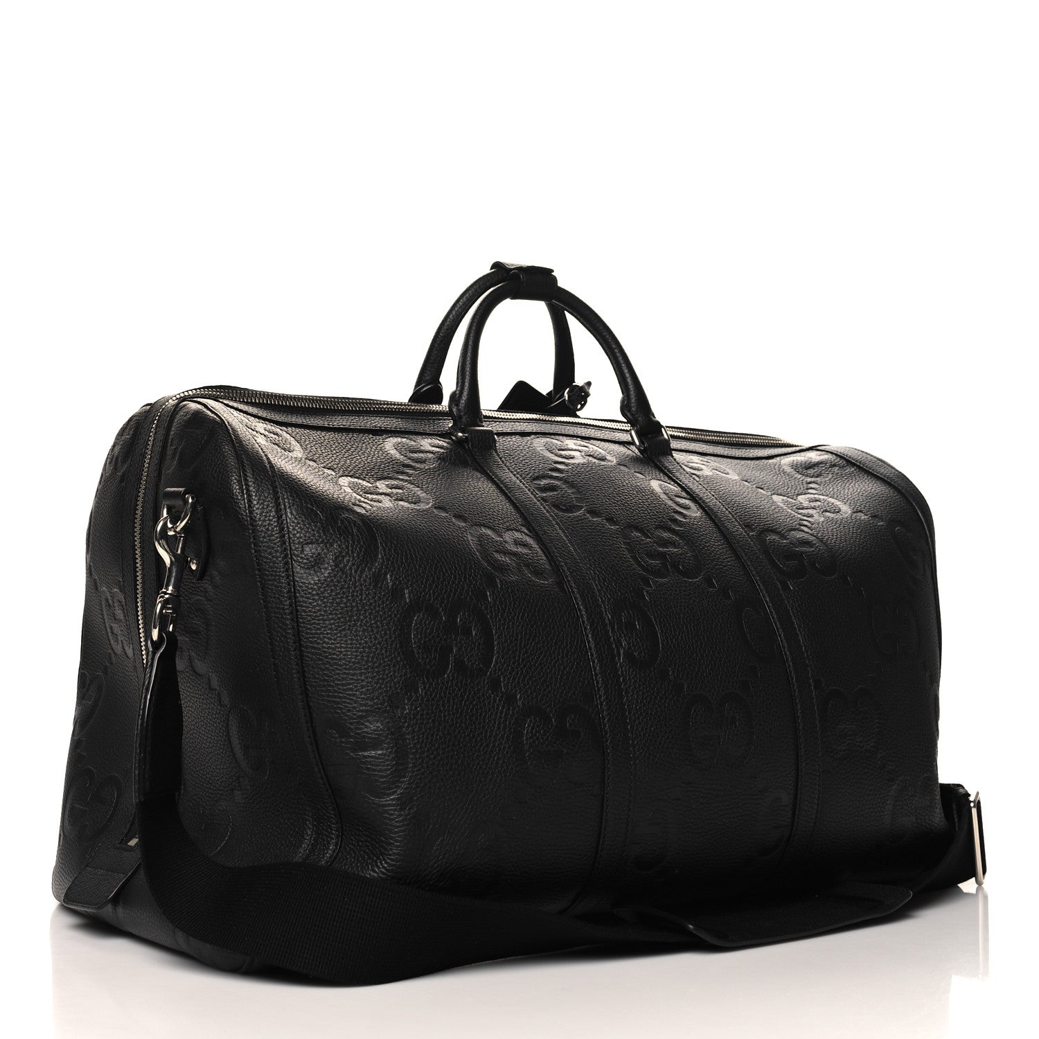 Gucci Piuma Calfskin Jumbo GG Embossed Large Duffle Bag Black 2 of 12