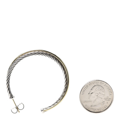 David Yurman Sterling Silver 18K Yellow Gold 44mm Extra Large Crossover Cable Hoop Earrings 2 of 4