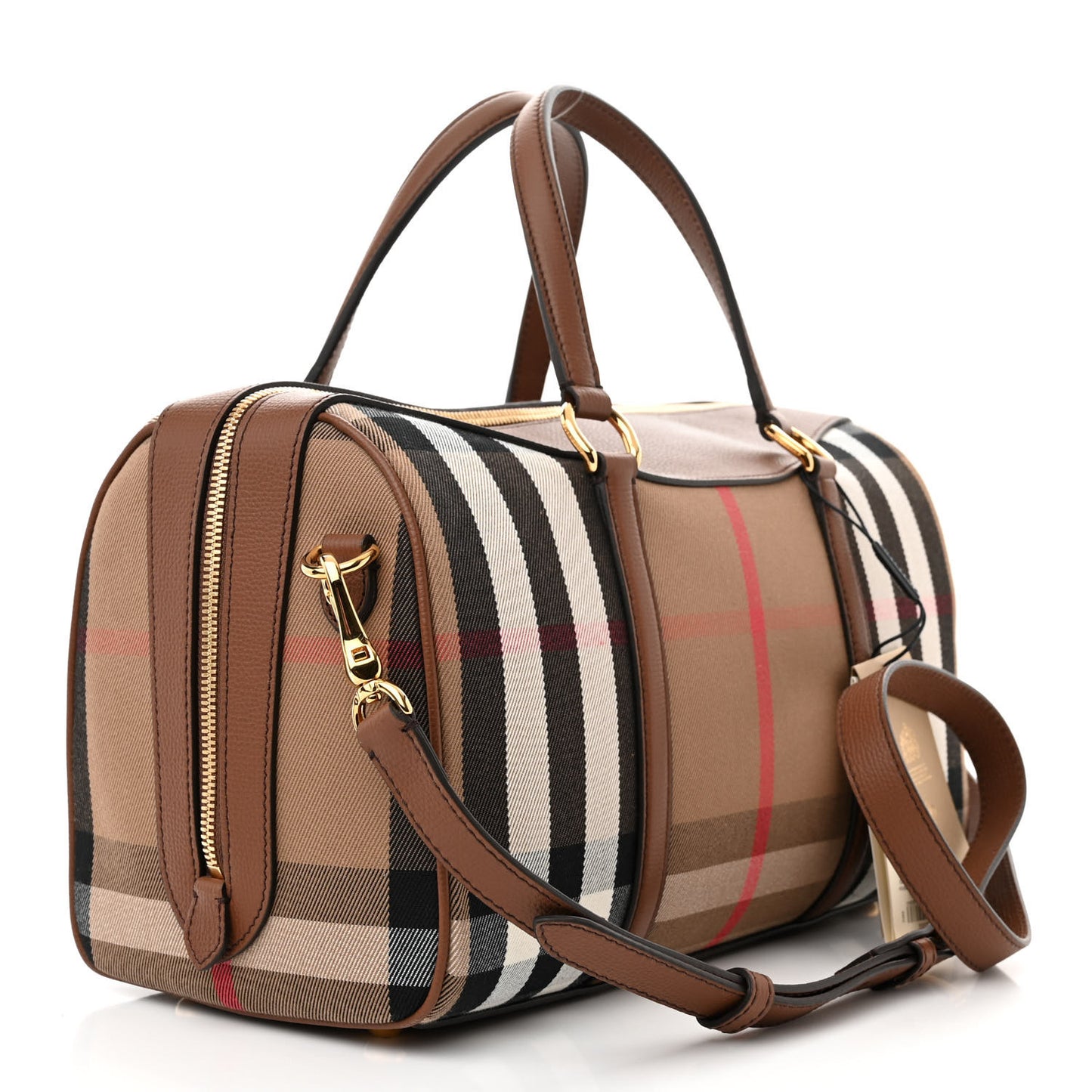 House Check Derby Calfskin Medium Alchester Bowling Bag Tan