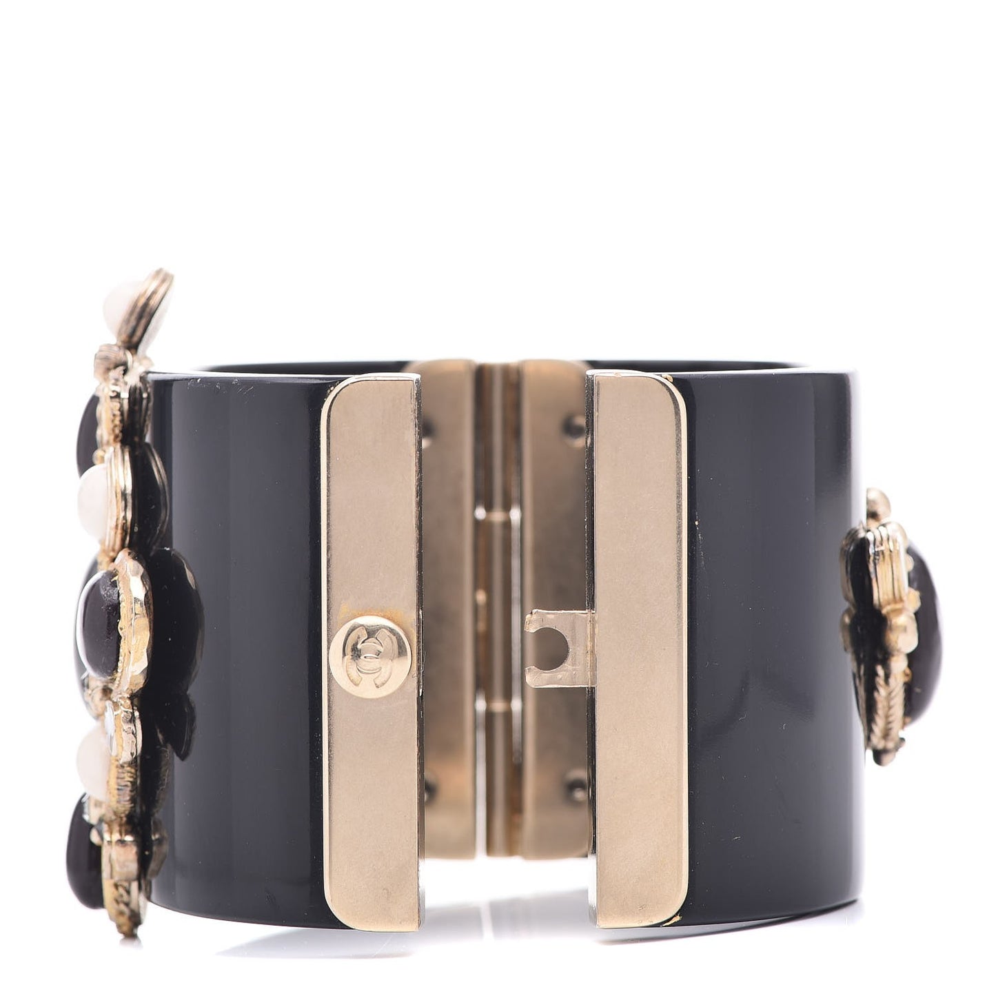 Resin Crystal Cabochon Cuff Black