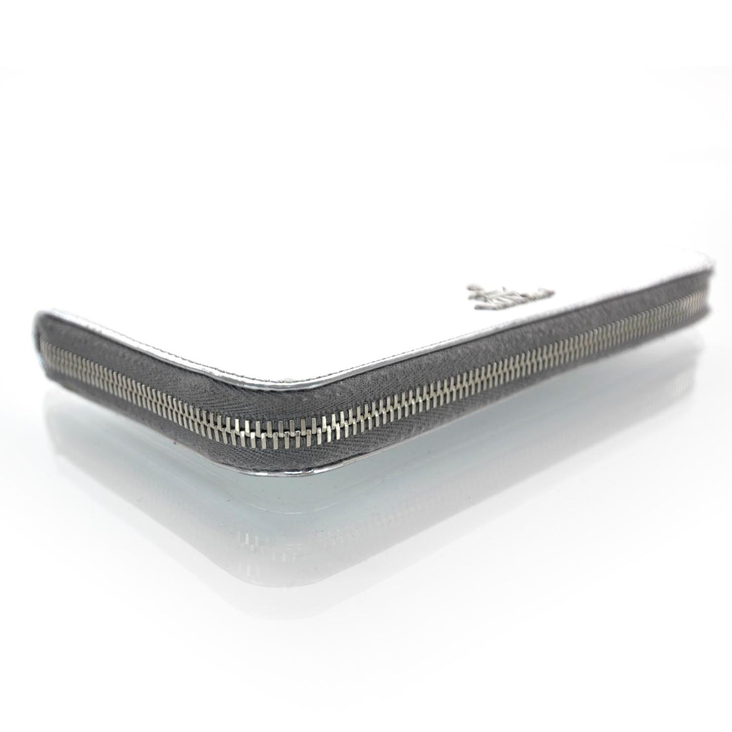 Spazzolato Zip Around Wallet Silver