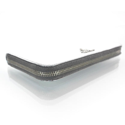 Prada Spazzolato Zip Around Wallet Silver 4 of 7