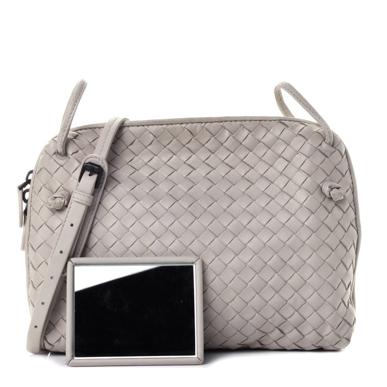 Bottega Veneta Nappa Intrecciato Nodini Crossbody Messenger Grey 1 of 4