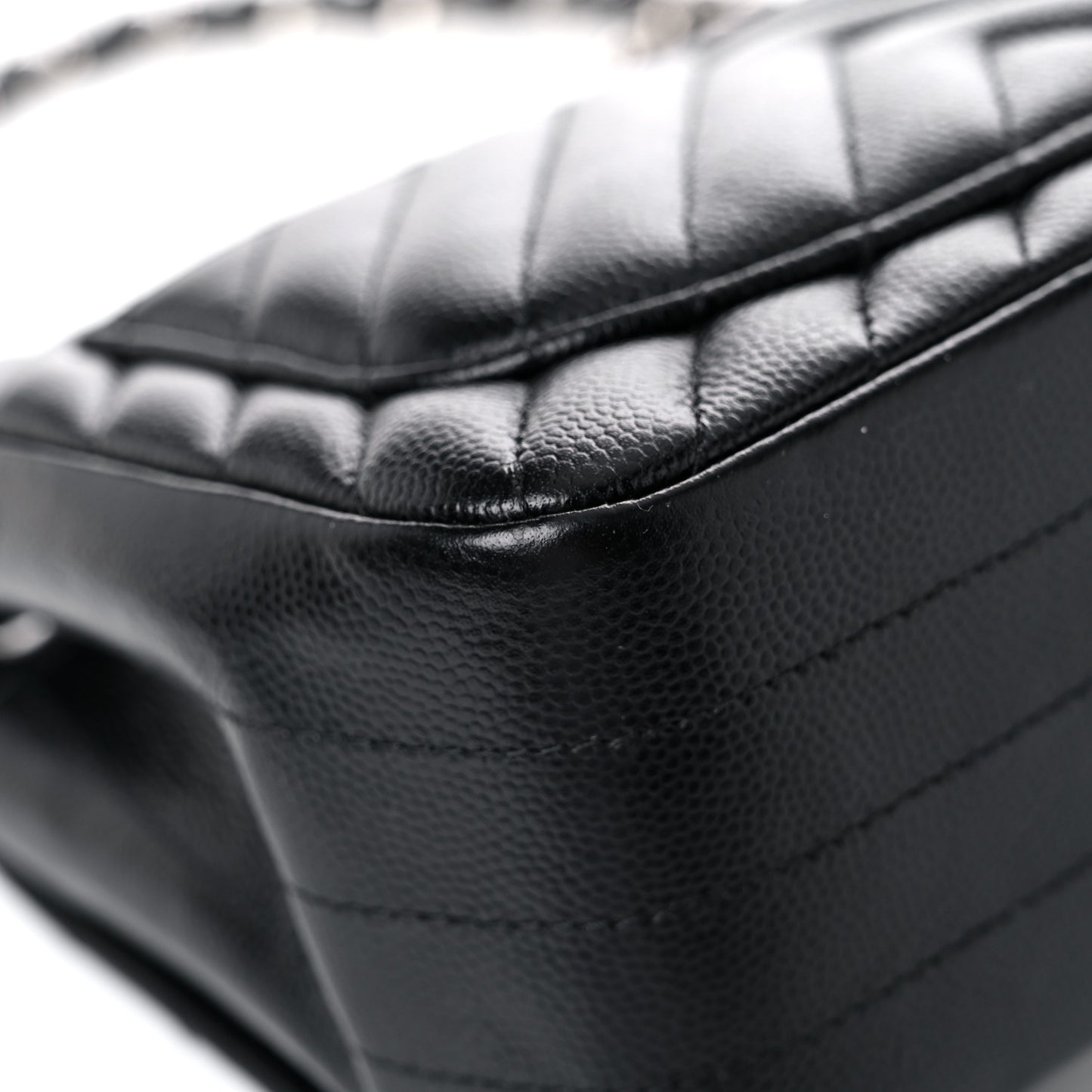 Caviar Chevron Quilted Mini Square Flap Black