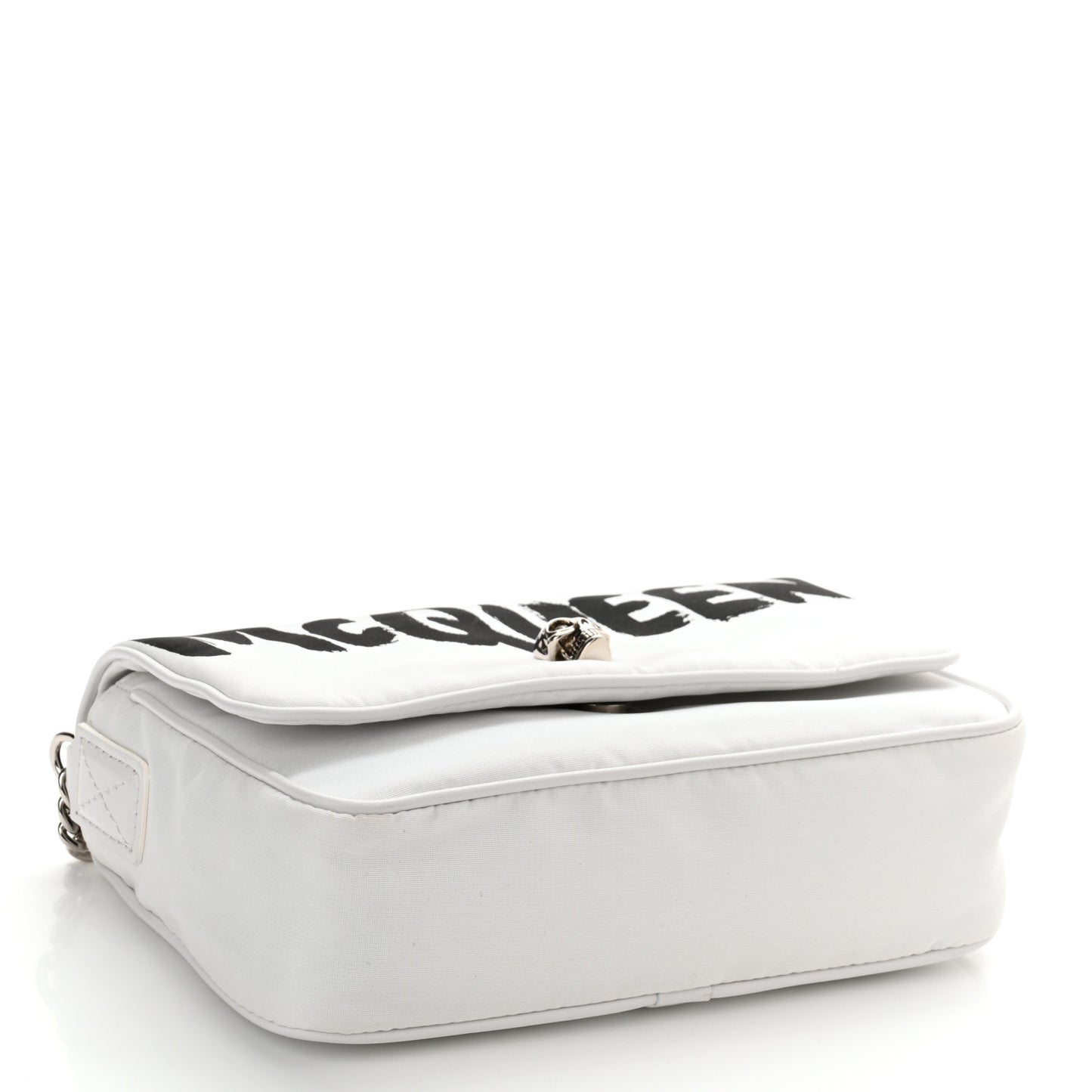 Nylon Graffiti Skull Small Crossbody Bag White Black