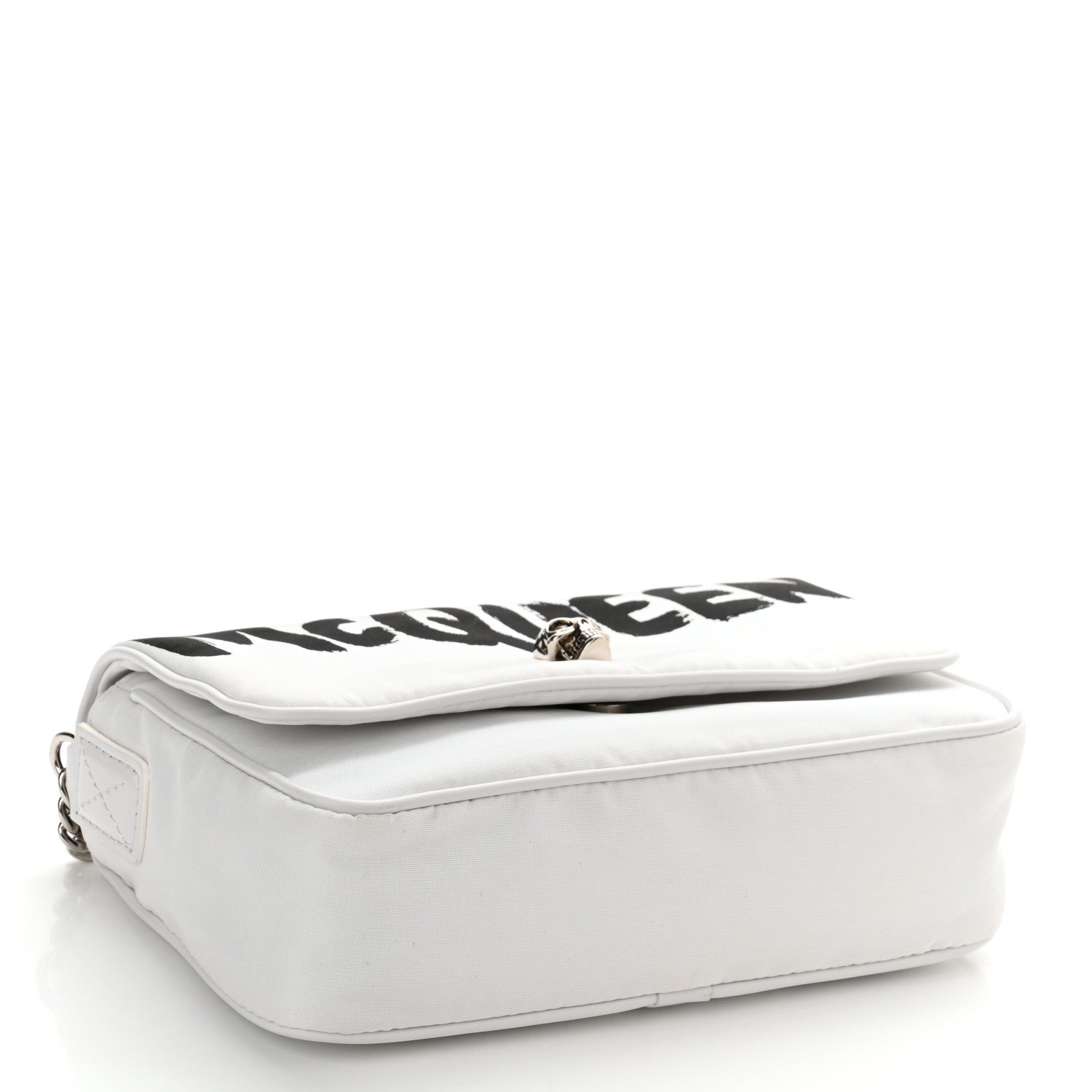 Alexander McQueen Nylon Graffiti Skull Small Crossbody Bag White Black 4 of 10