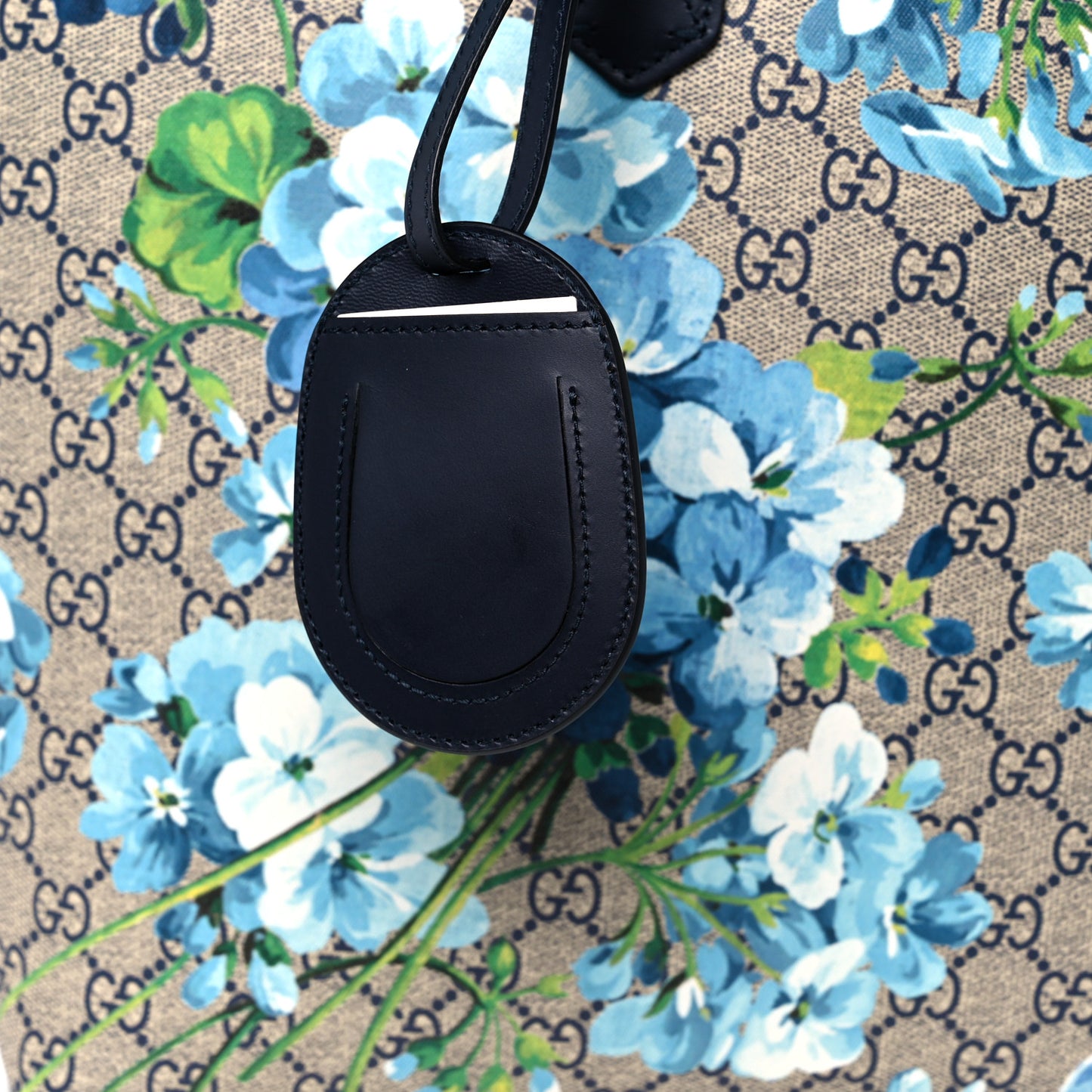 GG Supreme Monogram Blooms Medium Reversible Tote Beige Blue Navy