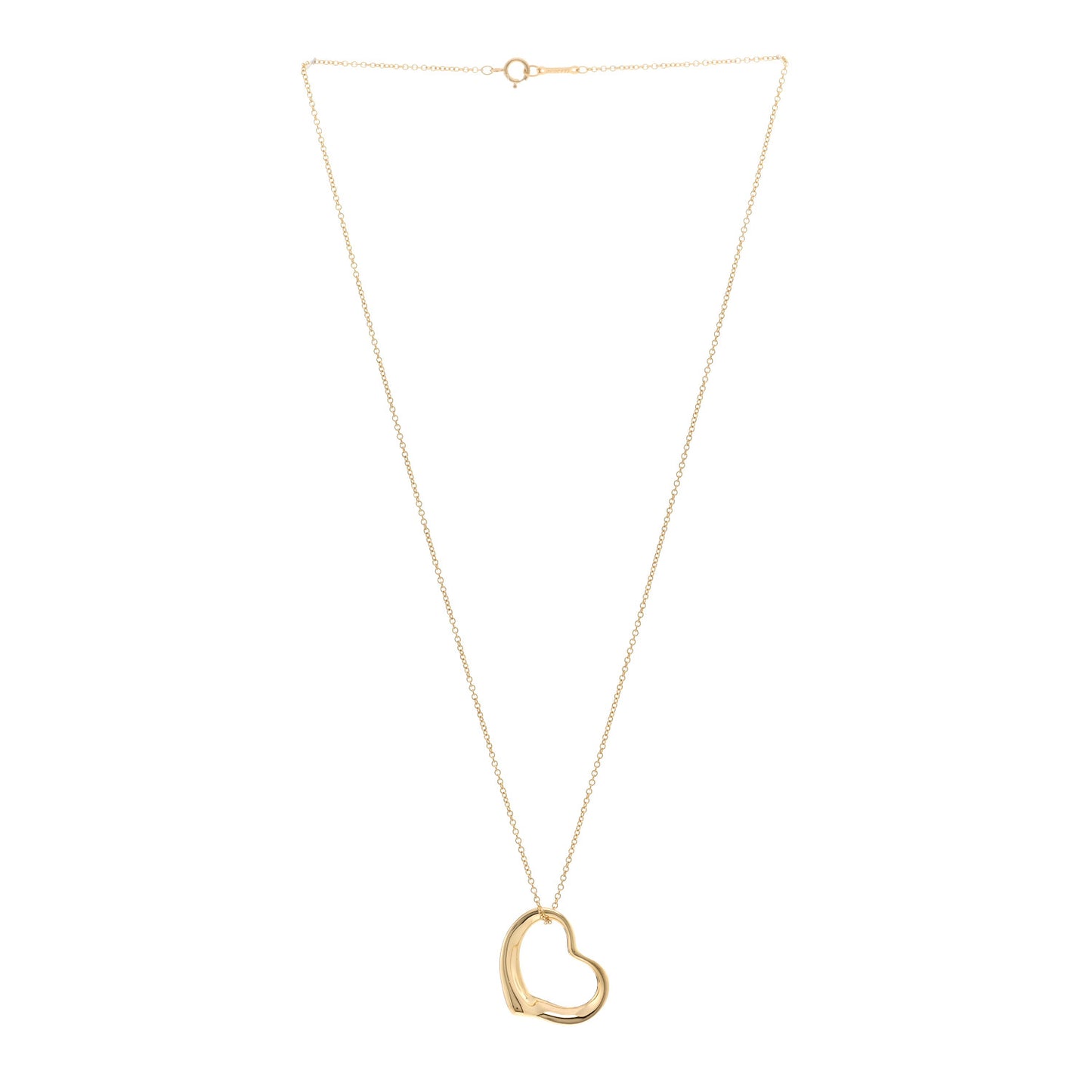 18K Yellow Gold 22mm Elsa Peretti Open Heart Pendant Necklace