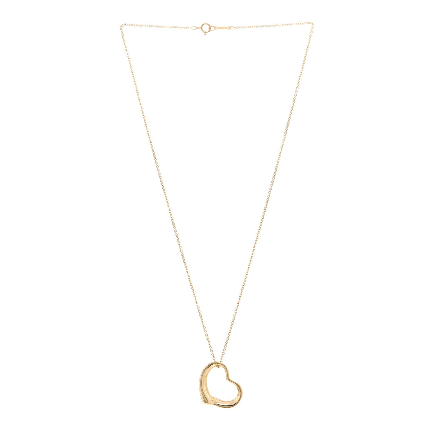 Tiffany 18K Yellow Gold 22mm Elsa Peretti Open Heart Pendant Necklace 3 of 4