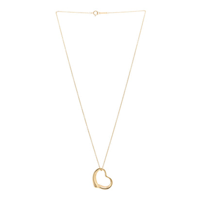 Tiffany 18K Yellow Gold 22mm Elsa Peretti Open Heart Pendant Necklace 3 of 4