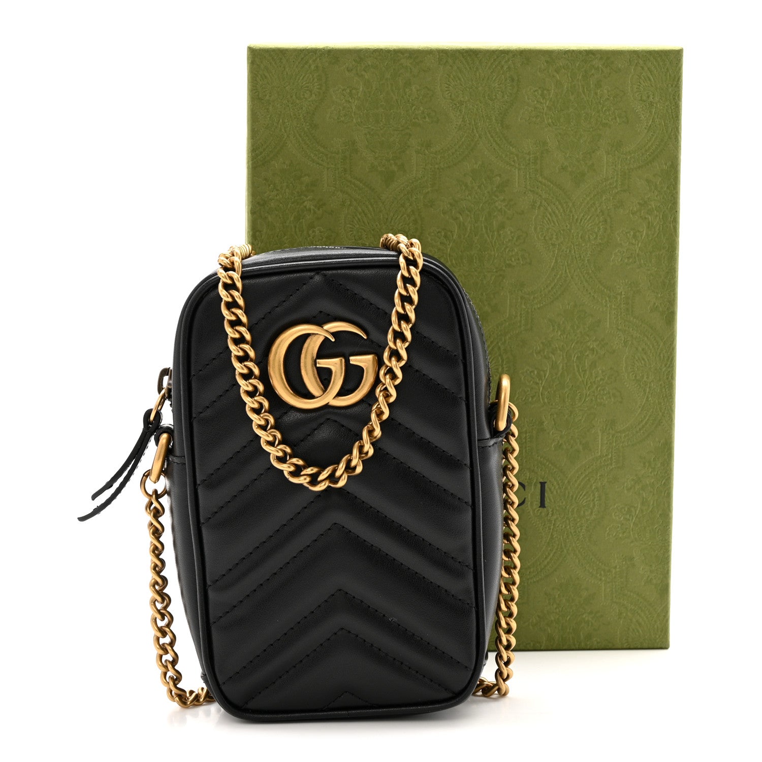 Gucci Calfskin Matelasse Mini GG Marmont Crossbody Bag Black 13 of 13
