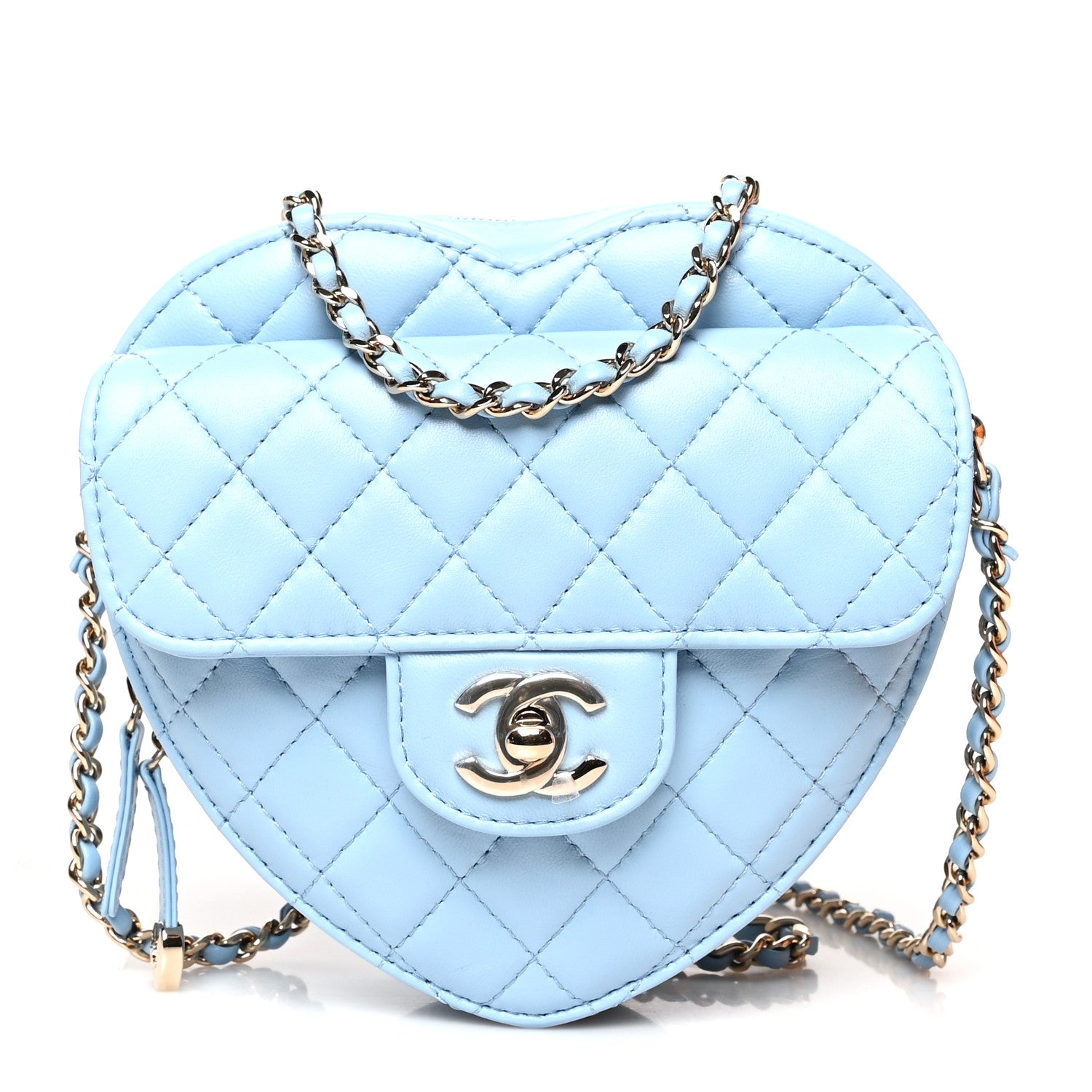 Chanel Lambskin Quilted CC In Love Heart Bag Light Blue 1 of 9