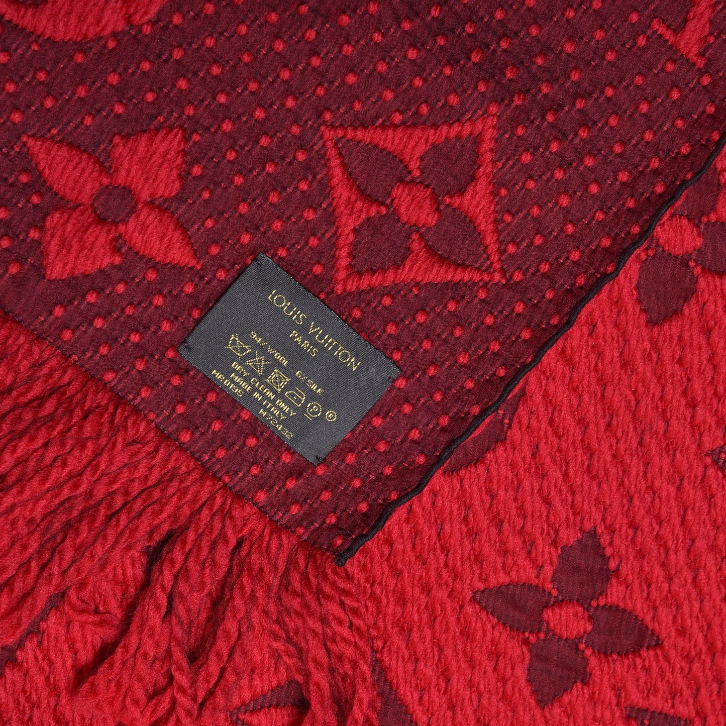 Wool Silk Logomania Scarf Rubis