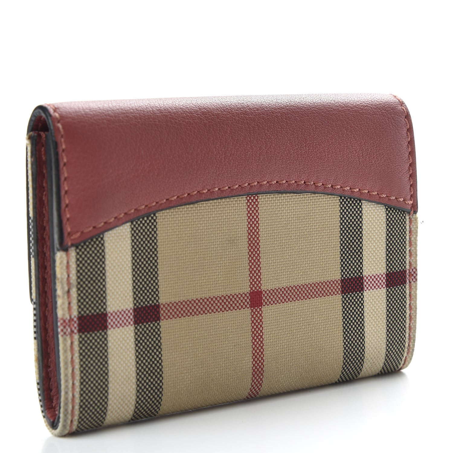 Burberry Calfskin House Check Chesam Card Case Cinnamon Red 3 of 7