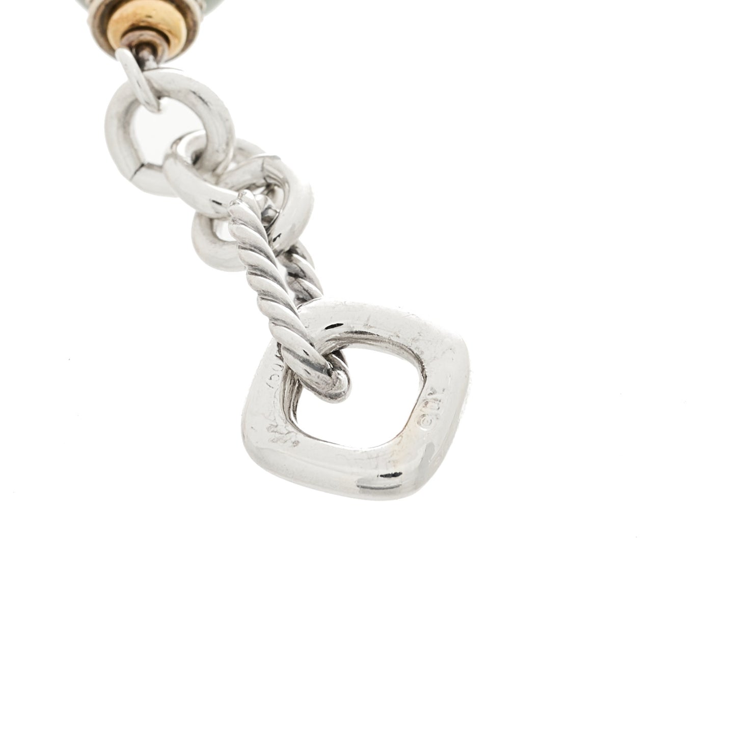 Sterling Silver 18K Yellow Gold Diamond Tahitian Pearl 11.5mm Figaro Bracelet