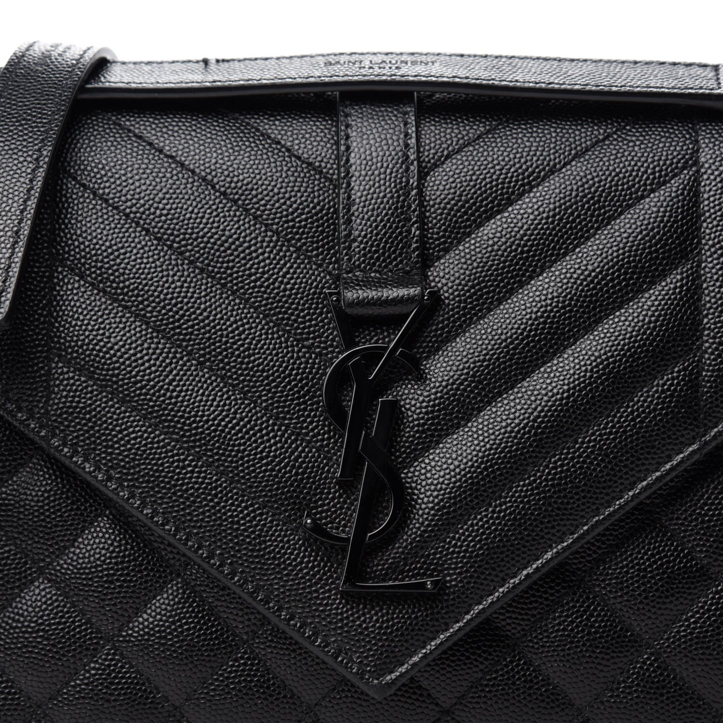 Grain De Poudre Textured Mixed Matelasse Triquilt Medium Monogram Satchel Black