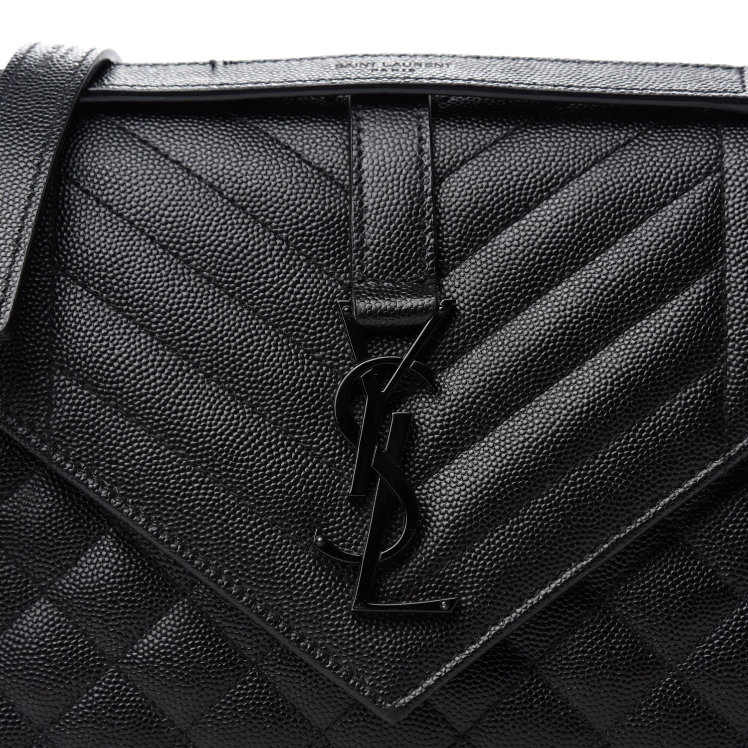 Saint Laurent Grain De Poudre Textured Mixed Matelasse Triquilt Medium Monogram Satchel Black 12 of 12