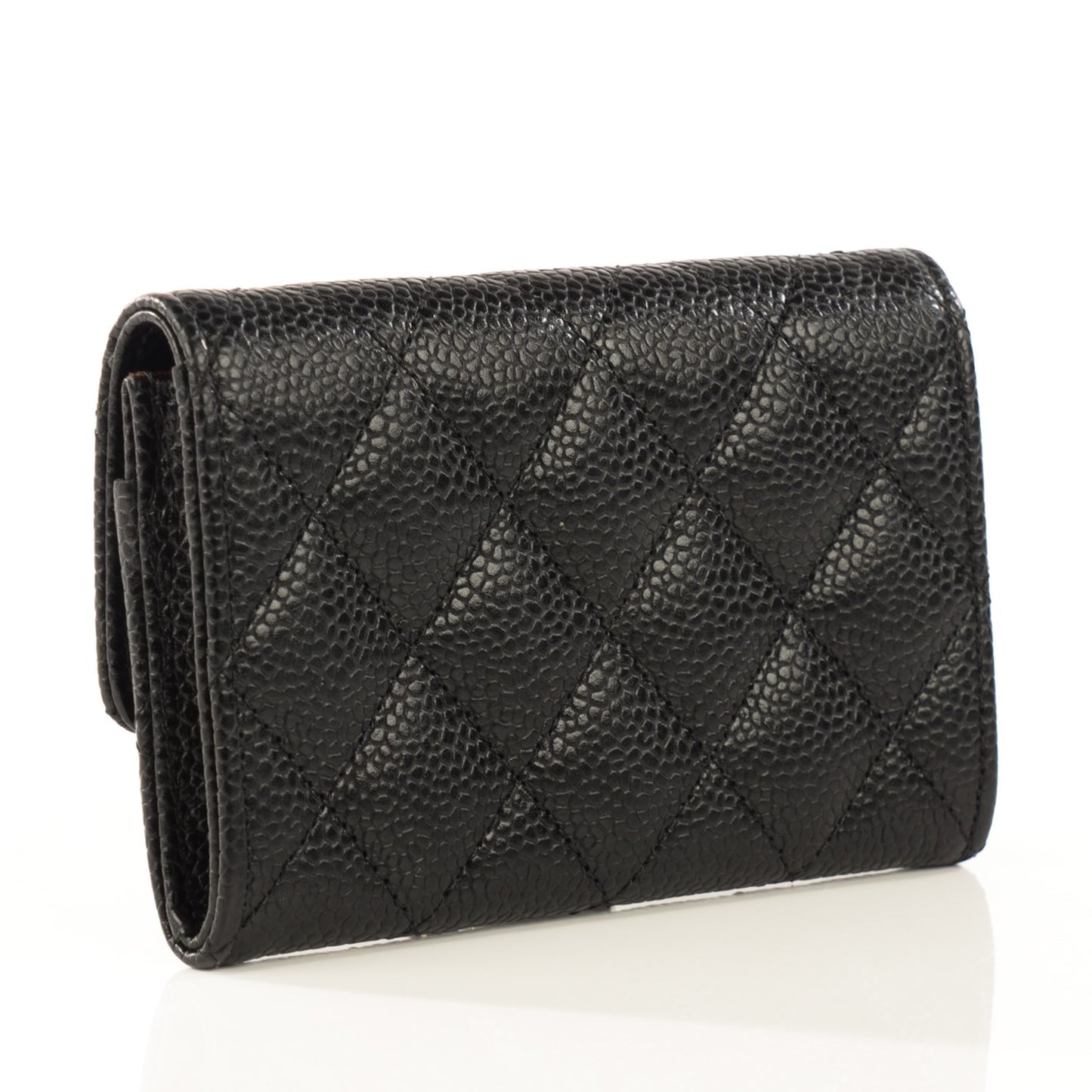 Caviar Quilted Flap Card Holder Black