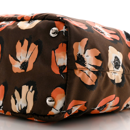 Prada Tessuto Stampato Nylon Saffiano Floral Print Tote Brown Multicolor 11 of 13
