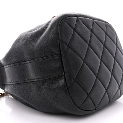 Chanel Lambskin Calfskin Quilted Mini Strass Mania Drawstring Bucket Bag Black 9 of 13