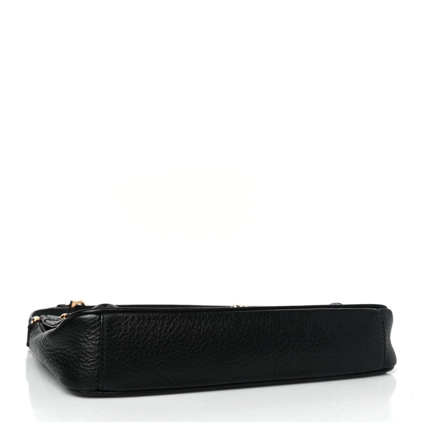 Grained Calfskin Gancio Shoulder Bag Black