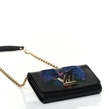 Louis Vuitton Epi Sequin Bird Twist Chain Wallet PM Black 4 of 9