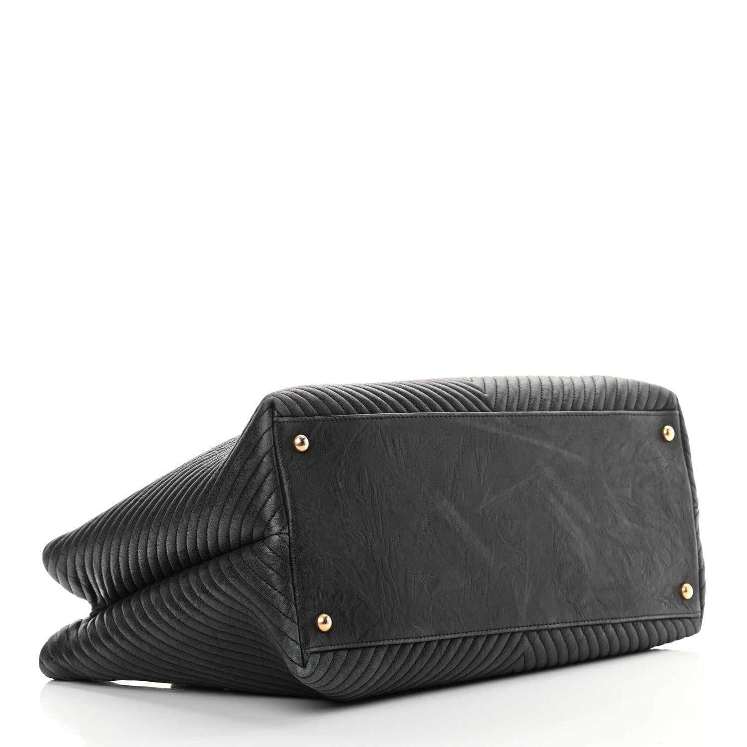 Chanel Wrinkled Lambskin Chevron Quilted Large Surpique Tote Black 4 of 17