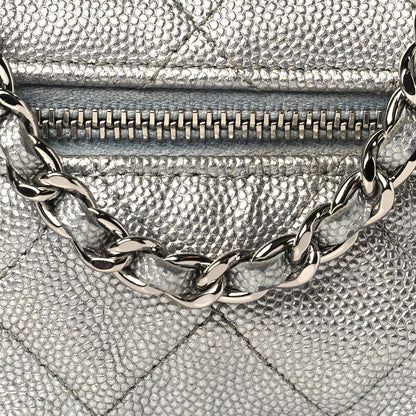 Chanel Metallic Caviar Quilted Mini Top Handle Vanity With Chain Silver 8 of 10