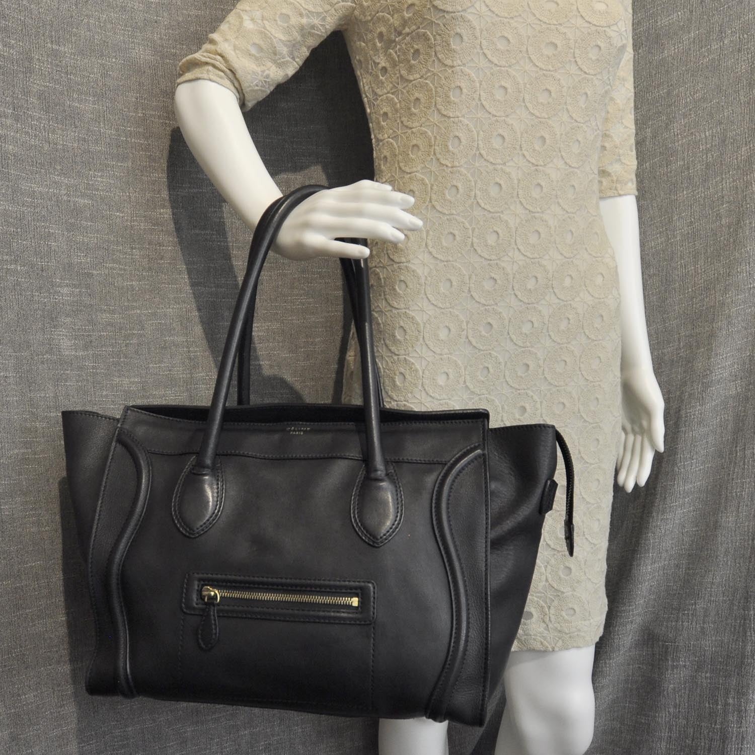 Celine Smooth Calfskin Shoulder Luggage Black 2 of 9