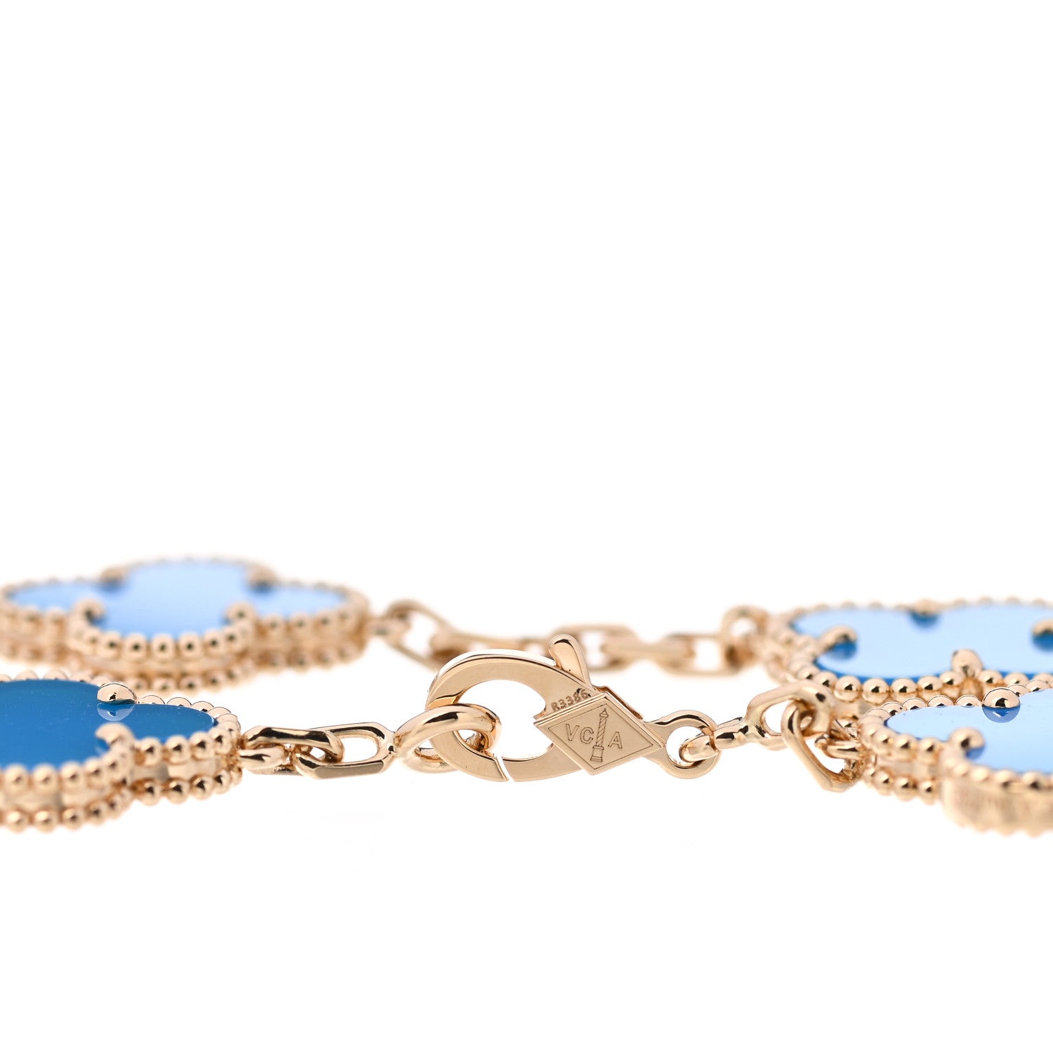 Van Cleef & Arpels 18K Yellow Gold Blue Agate 5 Motifs Vintage Alhambra Bracelet 5 of 6