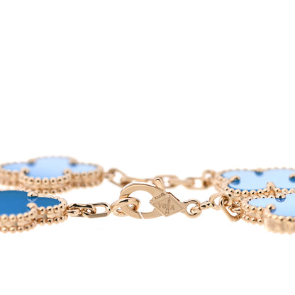 Van Cleef & Arpels 18K Yellow Gold Blue Agate 5 Motifs Vintage Alhambra Bracelet 5 of 6