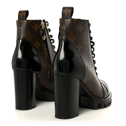 Louis Vuitton Patent Calfskin Monogram Star Trail Ankle Boots 36.5 Black 5 of 8