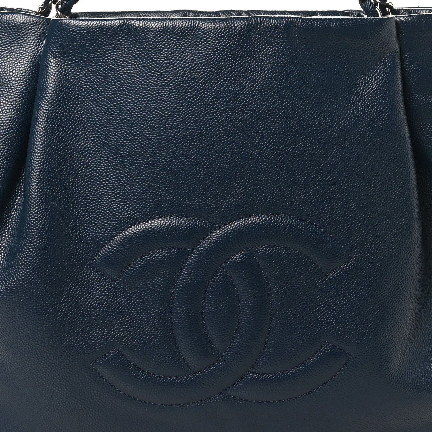 Chanel Caviar CC Timeless Shoulder Bag Navy Blue 8 of 10