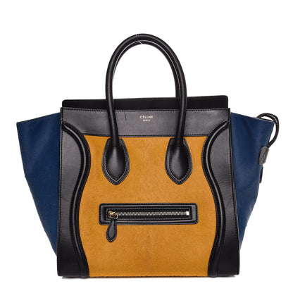 Celine Pony Hair Mini Tri-Color Luggage Royal Blue 1 of 15