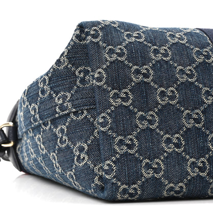 Gucci Denim GG Monogram Web Small Giglio Tote Blue White 10 of 11